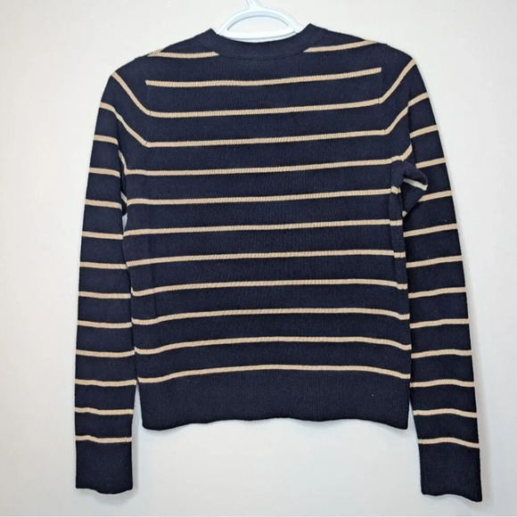 Vince Striped Blue & Tan Overlay Cashmere Crew XS Woman - Picture 5 of 10